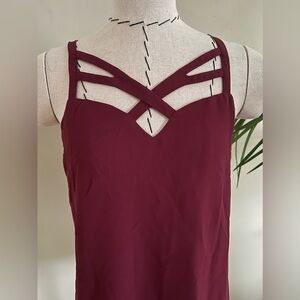 Naked Zebra Heartbeeps Strappy Cami Top | Burgundy Wine Color | Size S